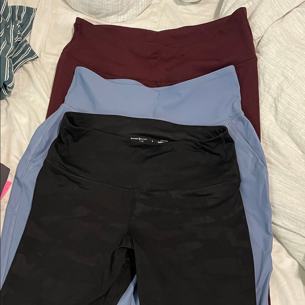Old Navy Women's Leggings in Black, Blue, and Maroon